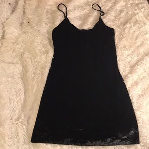 Black velour mini dress